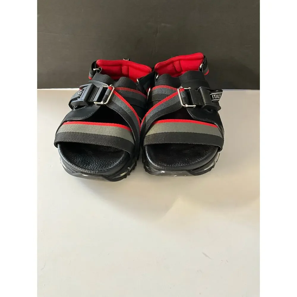 Fendi Roma Air Sole Trekking Sandals Black Red Gray Size 42 Italy